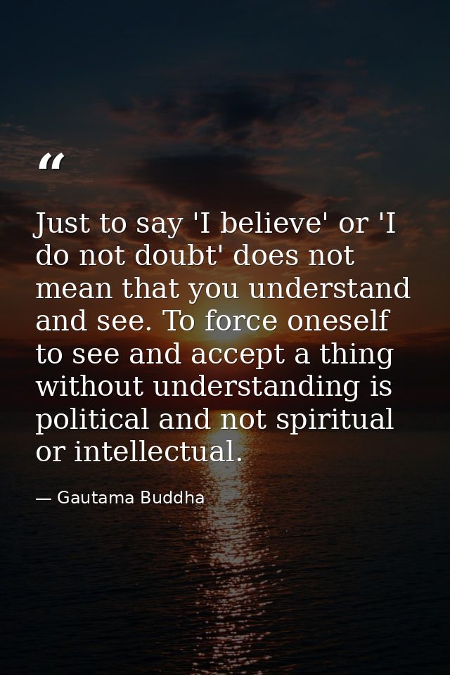 Just to say 'I believe' or 'I do not doubt' does not mean that you understand and see. To force oneself to see and accep — Gautama Buddha