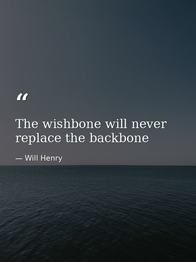 The wishbone will never replace the backbone — Will Henry