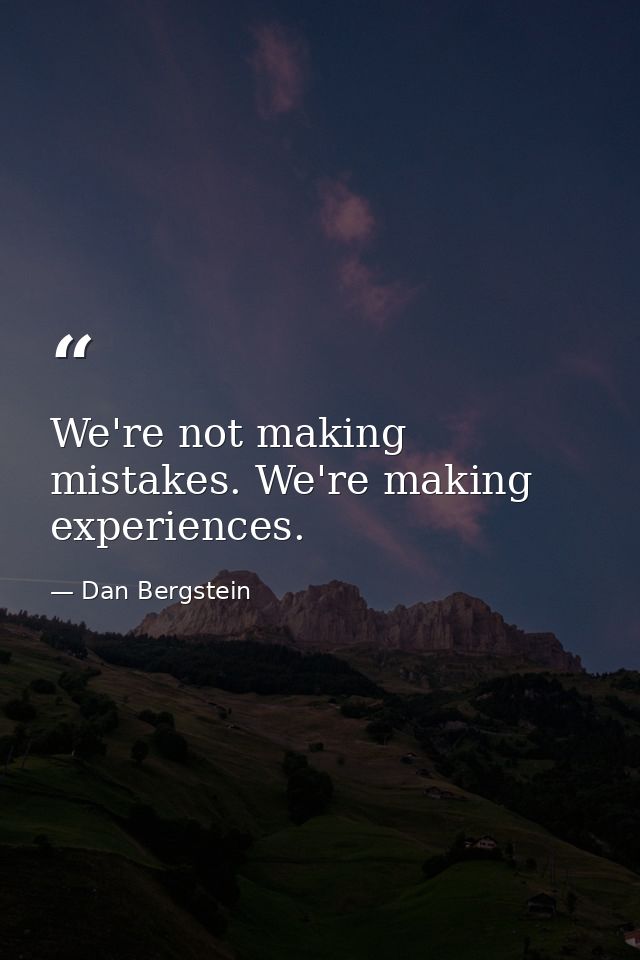 We're not making mistakes. We're making experiences. — Dan Bergstein