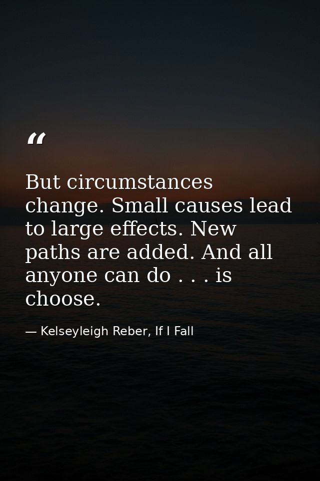 But circumstances change. Small causes lead to large effects. New paths are added. And all anyone can do . . . is choose — Kelseyleigh Reber, If I Fall
