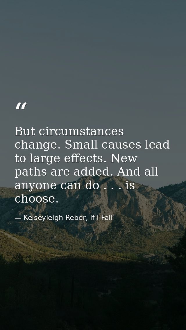 But circumstances change. Small causes lead to large effects. New paths are added. And all anyone can do . . . is choose — Kelseyleigh Reber, If I Fall