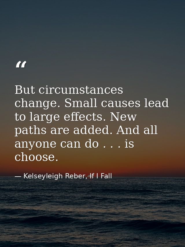 But circumstances change. Small causes lead to large effects. New paths are added. And all anyone can do . . . is choose — Kelseyleigh Reber, If I Fall