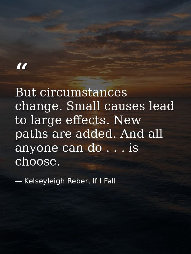 But circumstances change. Small causes lead to large effects. New paths are added. And all anyone can do . . . is choose — Kelseyleigh Reber, If I Fall