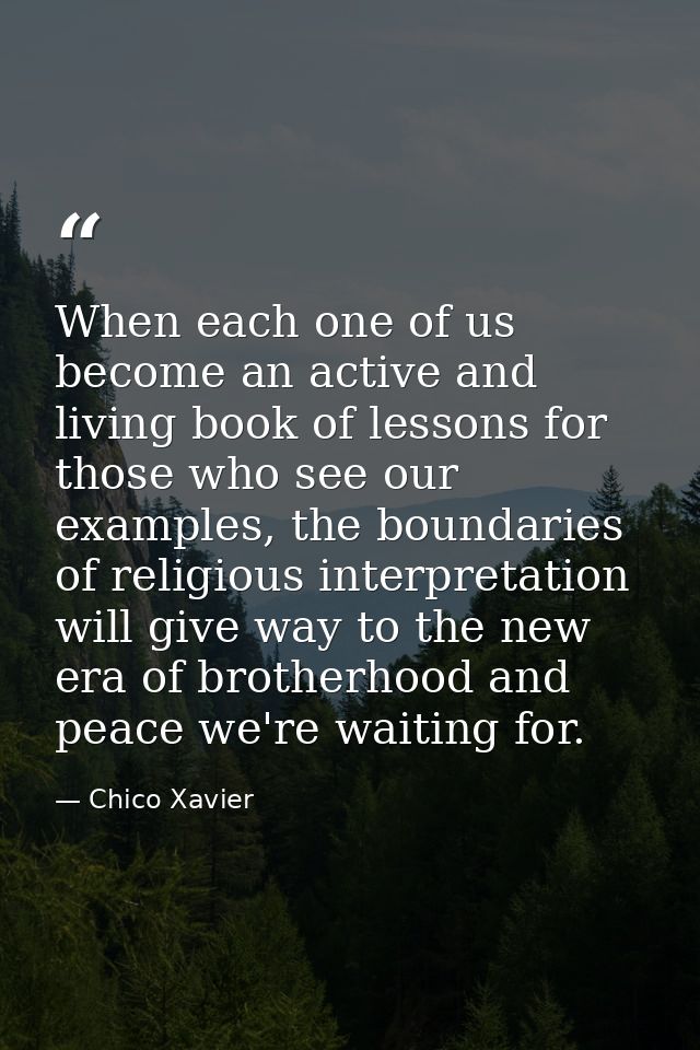 When each one of us become an active and living book of lessons for those who see our examples, the boundaries of religi — Chico Xavier