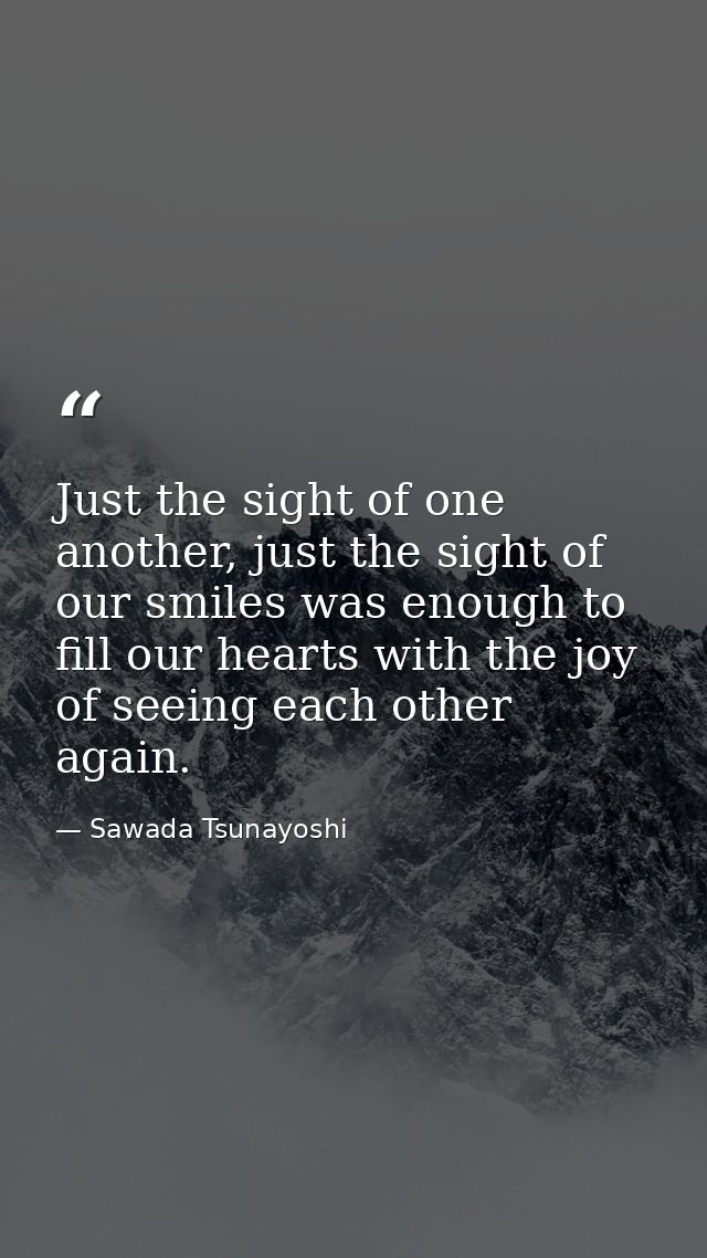 Just the sight of one another, just the sight of our smiles was enough to fill our hearts with the joy of seeing each ot — Sawada Tsunayoshi
