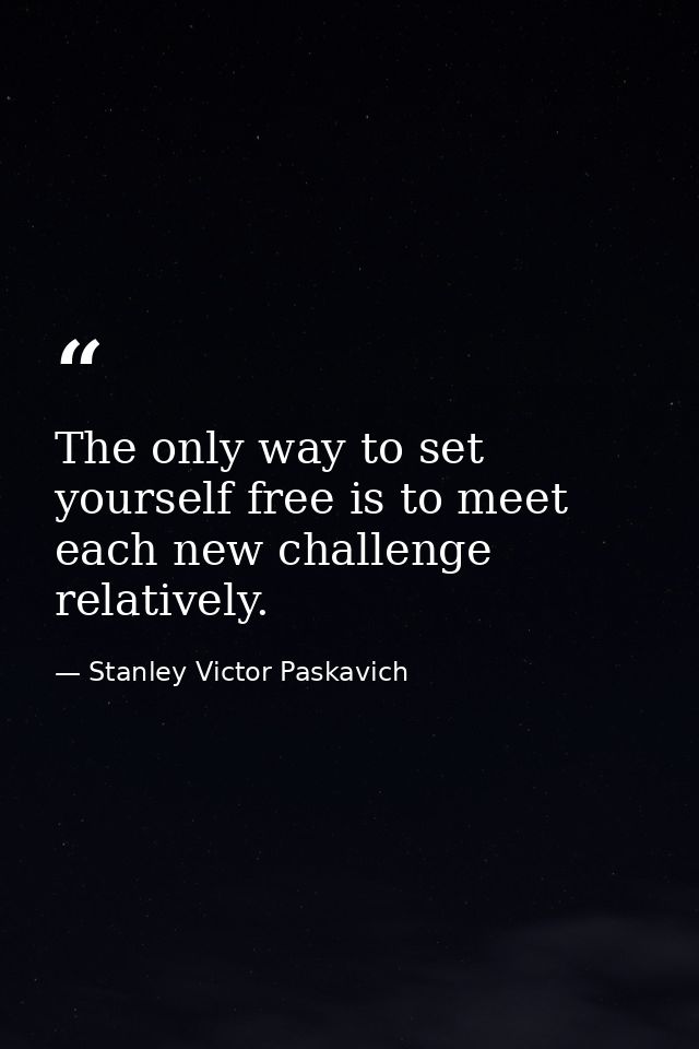 The only way to set yourself free is to meet each new challenge relatively. — Stanley Victor Paskavich