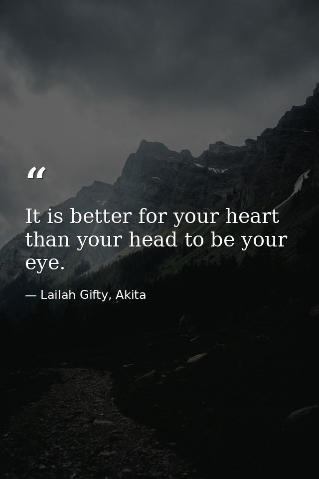 It is better for your heart than your head to be your eye. — Lailah Gifty, Akita
