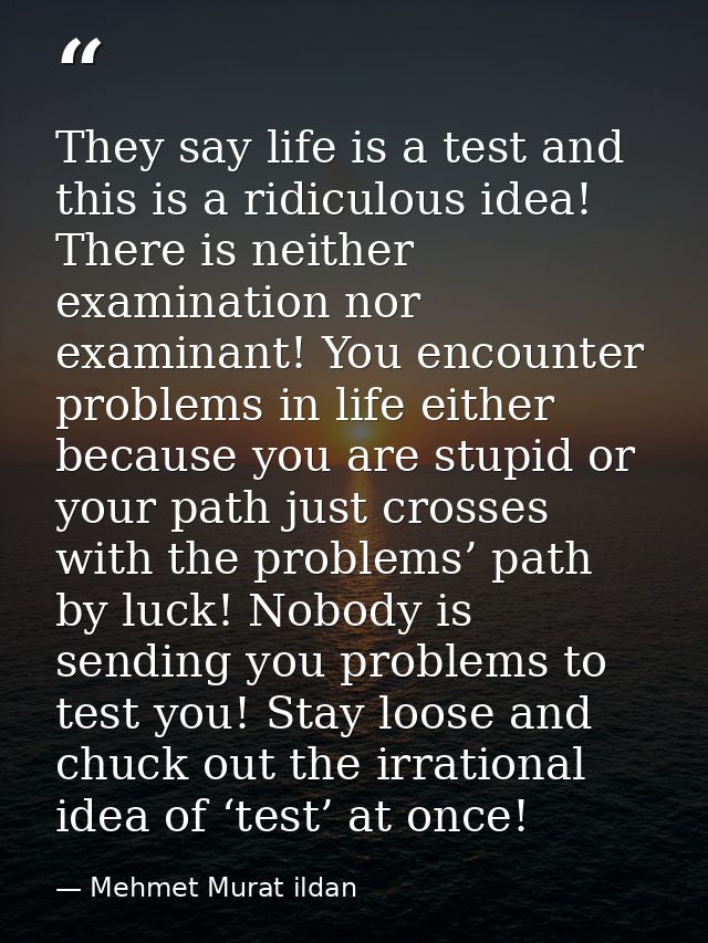 They say life is a test and this is a ridiculous idea! There is neither examination nor examinant! You encounter problem — Mehmet Murat ildan
