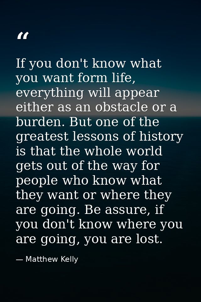 If you don't know what you want form life, everything will appear either as an obstacle or a burden. But one of the grea — Matthew Kelly