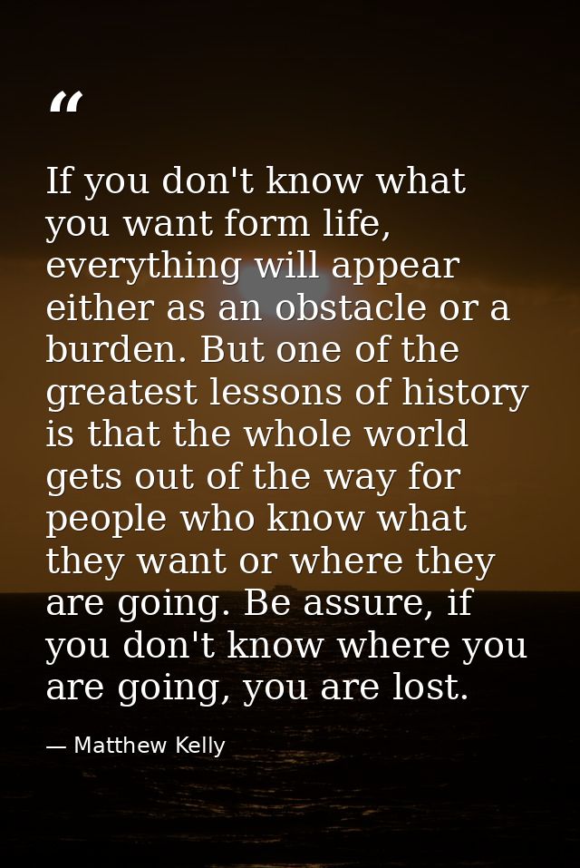 If you don't know what you want form life, everything will appear either as an obstacle or a burden. But one of the grea — Matthew Kelly