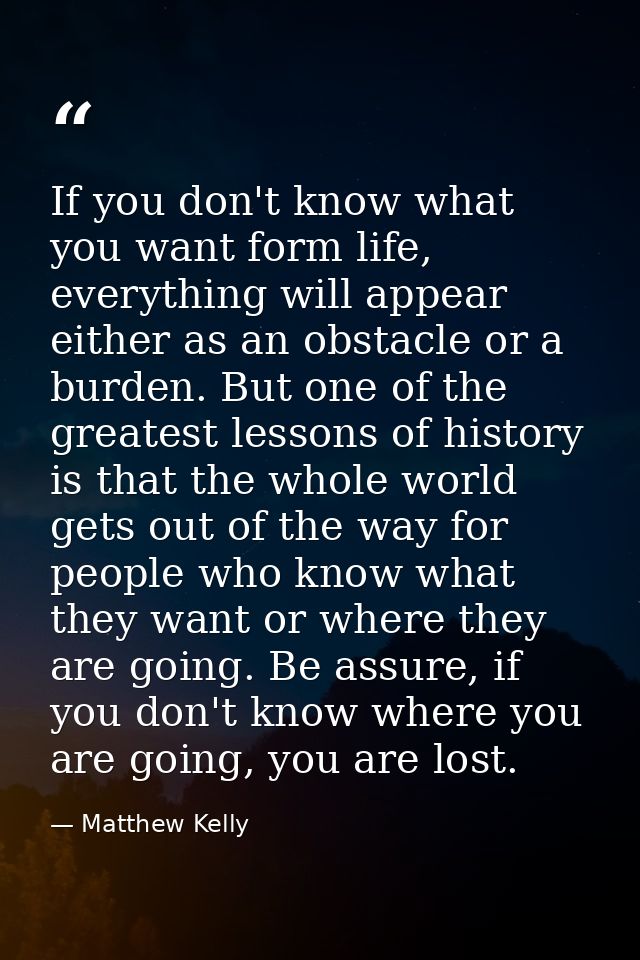 If you don't know what you want form life, everything will appear either as an obstacle or a burden. But one of the grea — Matthew Kelly