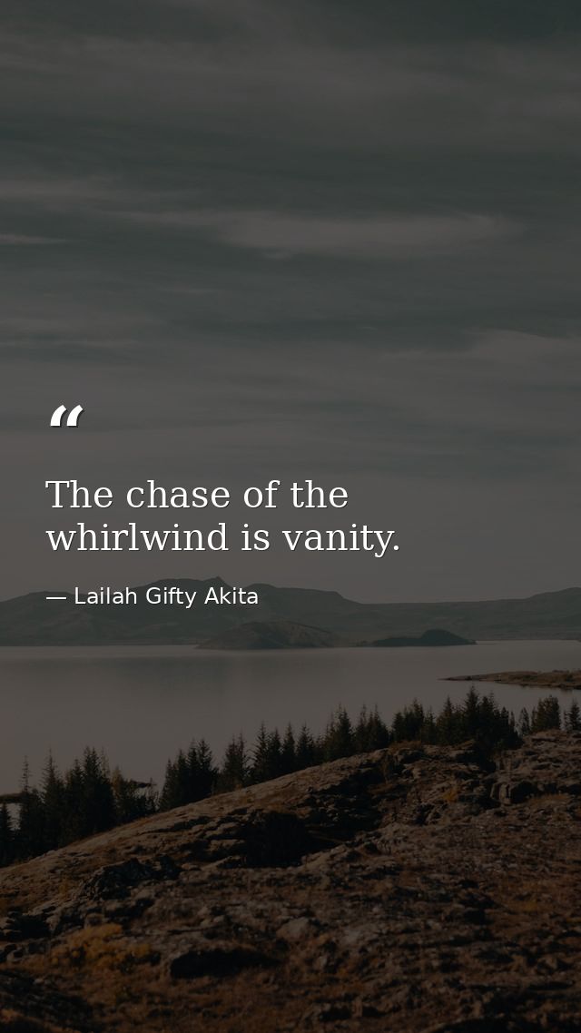 The chase of the whirlwind is vanity. — Lailah Gifty Akita