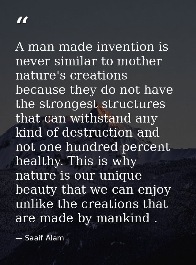 A man made invention is never similar to mother nature's creations because they do not have the strongest structures tha — Saaif Alam