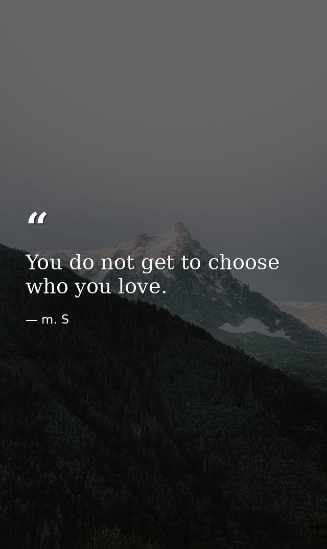 You do not get to choose who you love. — m. S