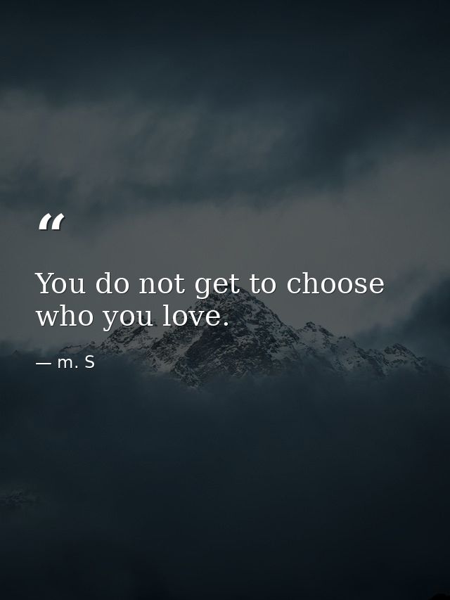 You do not get to choose who you love. — m. S
