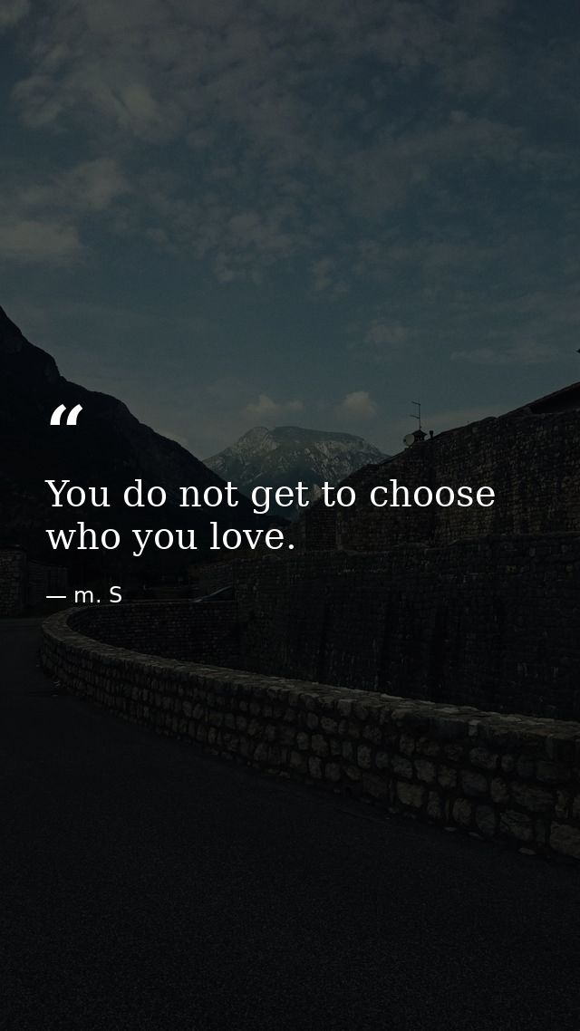 You do not get to choose who you love. — m. S