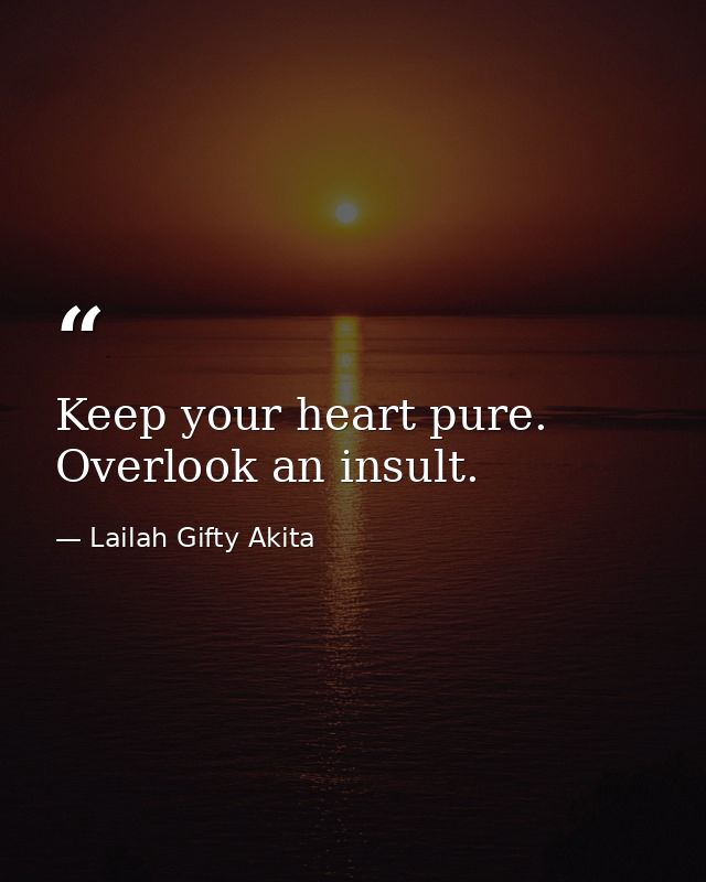 Keep your heart pure. Overlook an insult. — Lailah Gifty Akita
