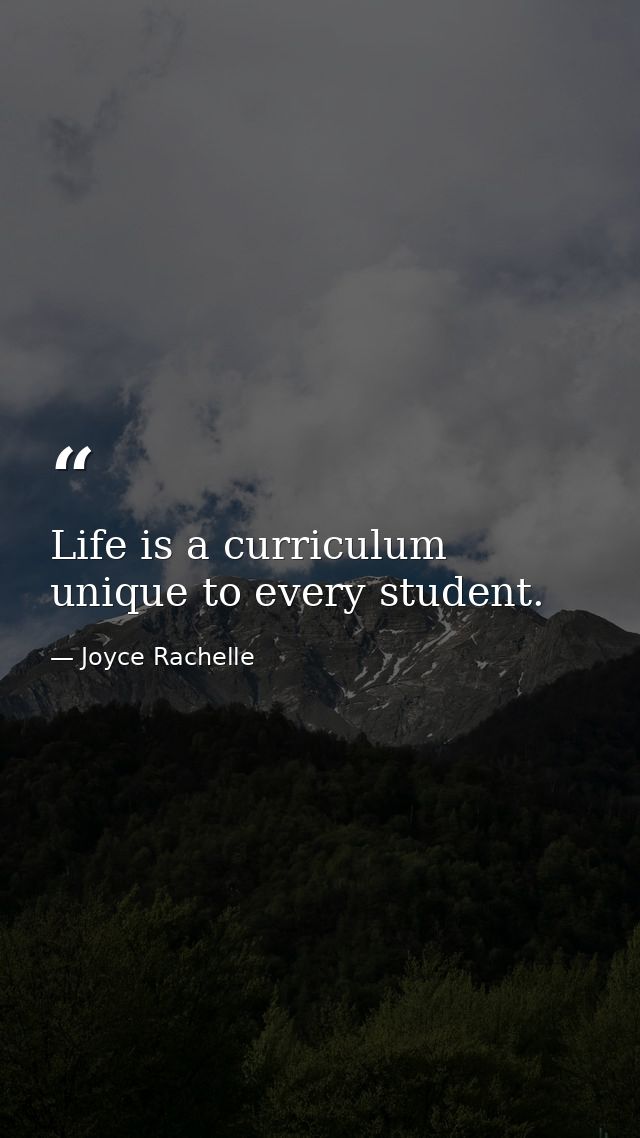 Life is a curriculum unique to every student. — Joyce Rachelle