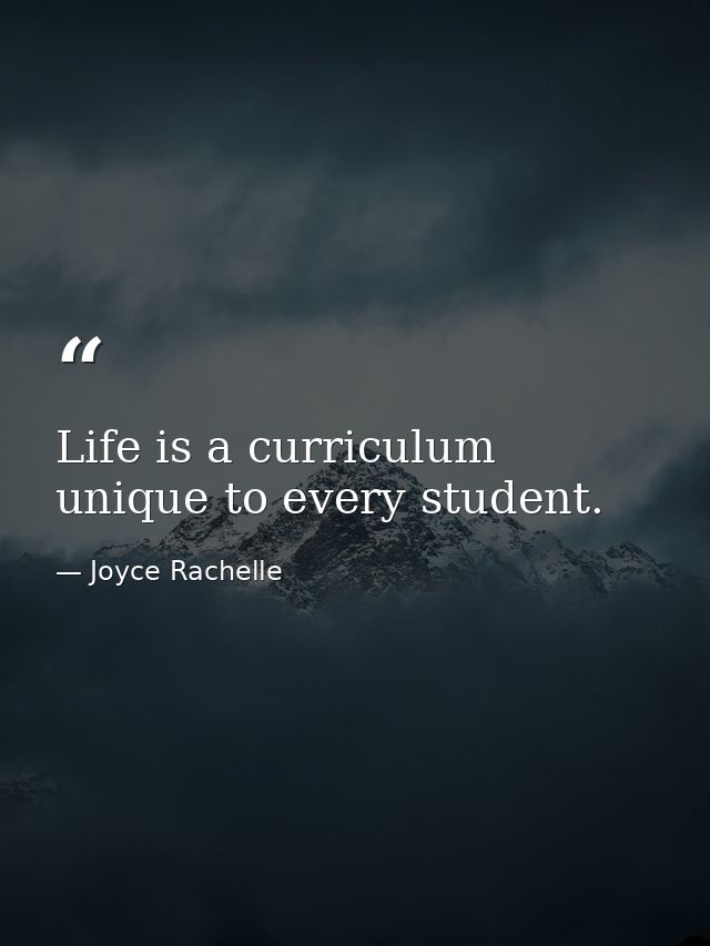 Life is a curriculum unique to every student. — Joyce Rachelle