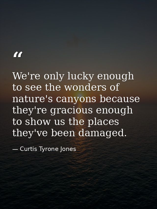 We're only lucky enough to see the wonders of nature's canyons because they're gracious enough to show us the places the — Curtis Tyrone Jones