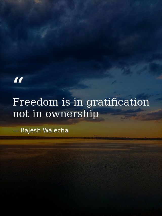 Freedom is in gratification not in ownership — Rajesh Walecha