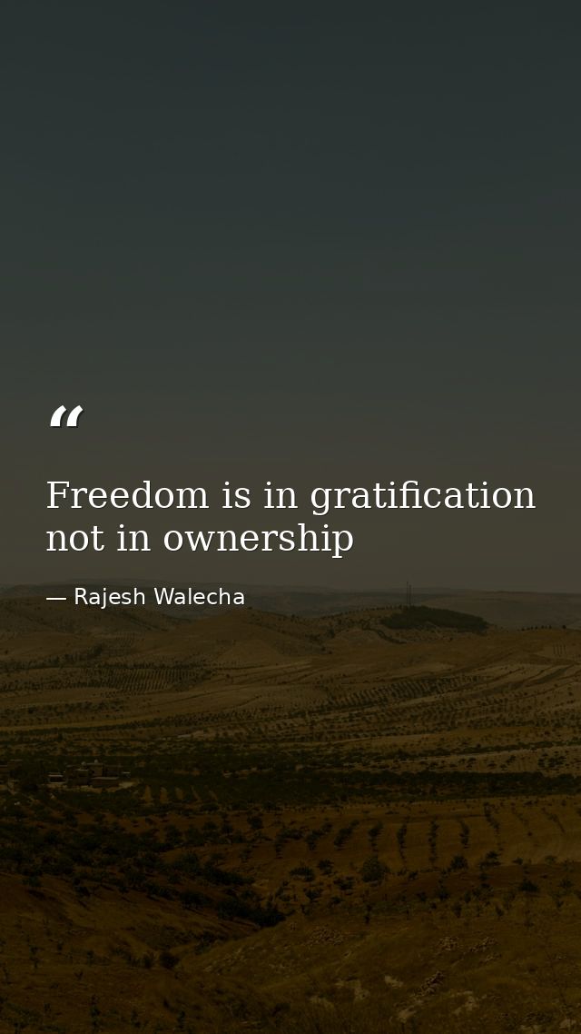 Freedom is in gratification not in ownership — Rajesh Walecha
