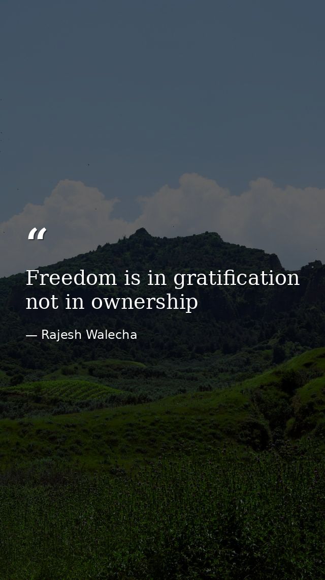 Freedom is in gratification not in ownership — Rajesh Walecha