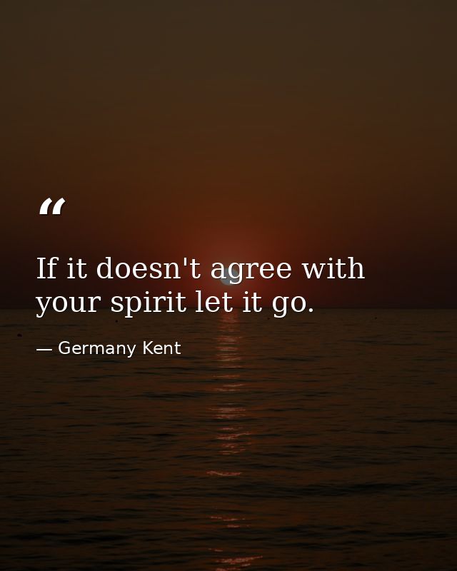If it doesn't agree with your spirit let it go. — Germany Kent