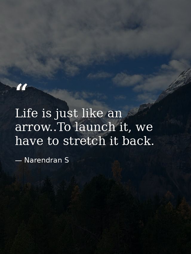 Life is just like an arrow..To launch it, we have to stretch it back. — Narendran S