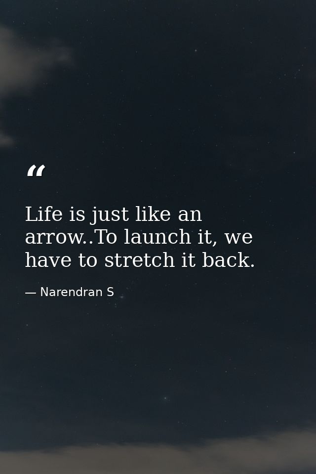 Life is just like an arrow..To launch it, we have to stretch it back. — Narendran S
