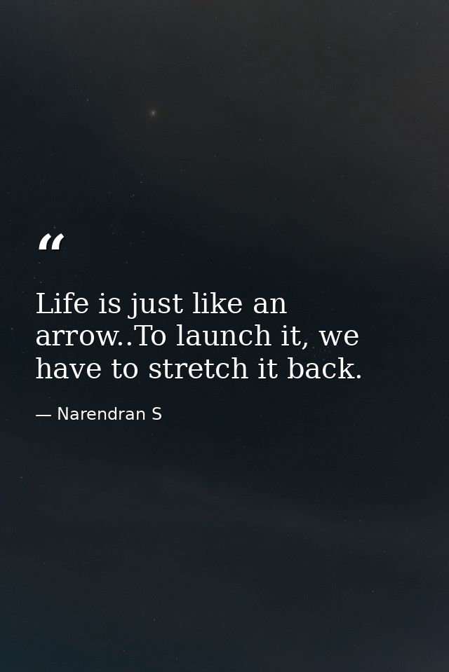Life is just like an arrow..To launch it, we have to stretch it back. — Narendran S
