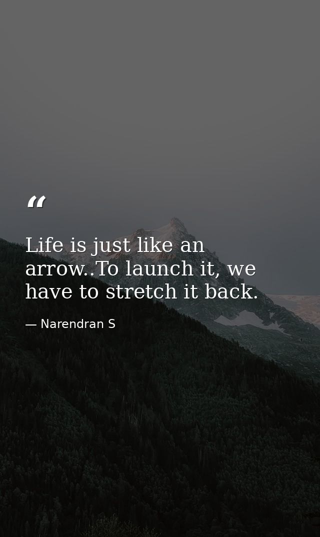 Life is just like an arrow..To launch it, we have to stretch it back. — Narendran S
