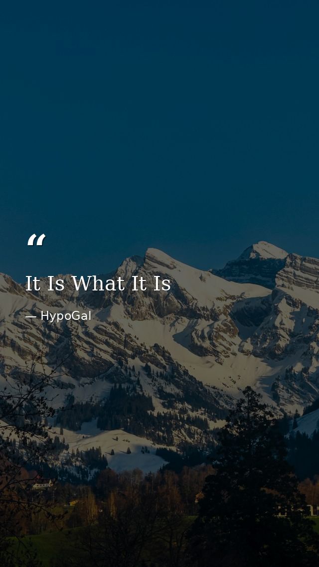 It Is What It Is — HypoGal
