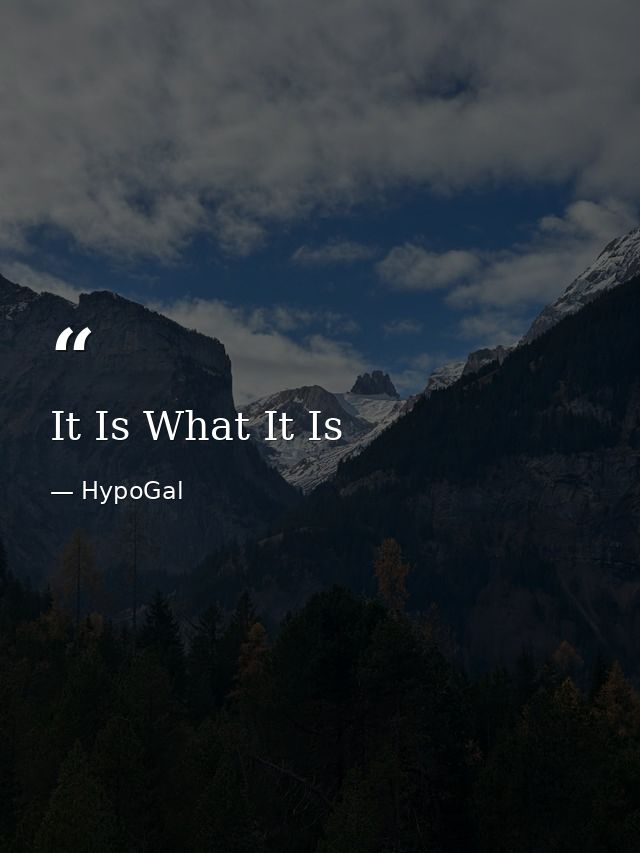 It Is What It Is — HypoGal