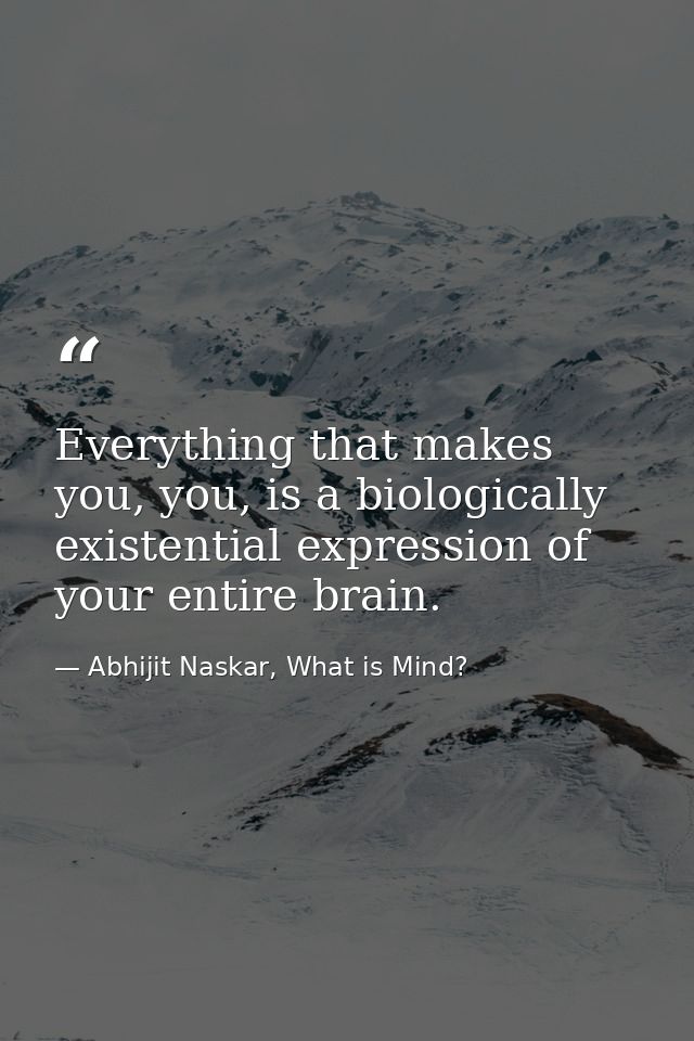 ​Everything that makes you, you, is a biologically existential expression of your entire brain. — Abhijit Naskar, What is Mind?