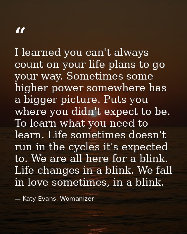 I learned you can't always count on your life plans to go your way. Sometimes some higher power somewhere has a bigger p — Katy Evans, Womanizer