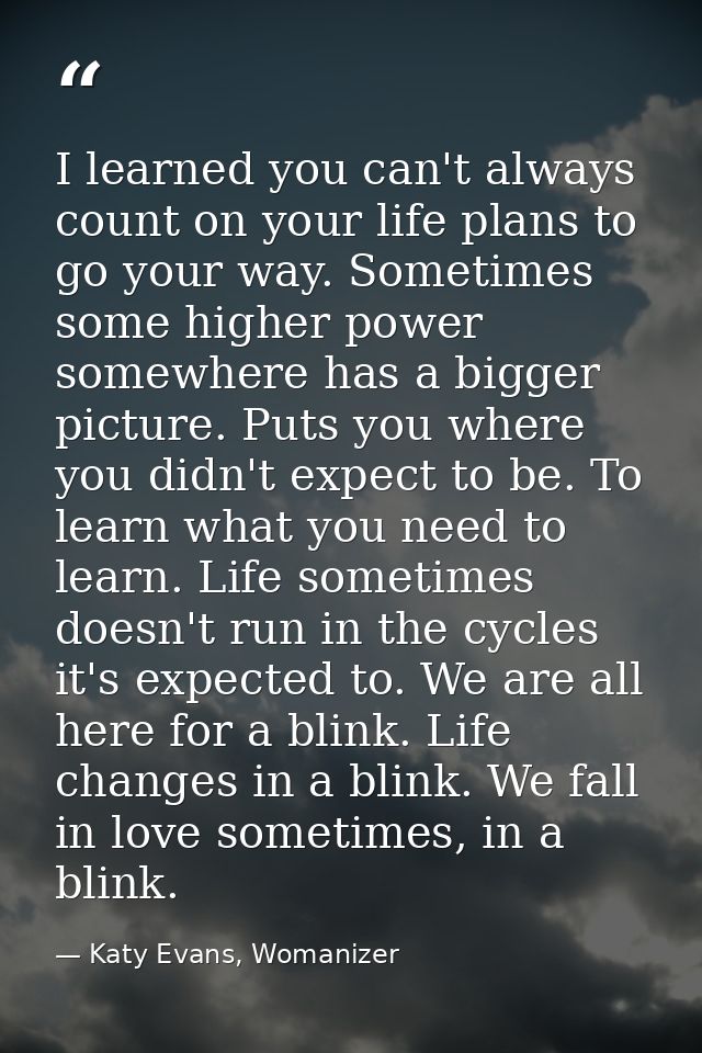 I learned you can't always count on your life plans to go your way. Sometimes some higher power somewhere has a bigger p — Katy Evans, Womanizer