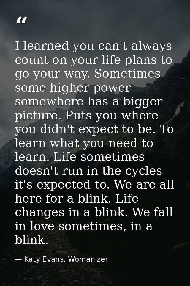 I learned you can't always count on your life plans to go your way. Sometimes some higher power somewhere has a bigger p — Katy Evans, Womanizer