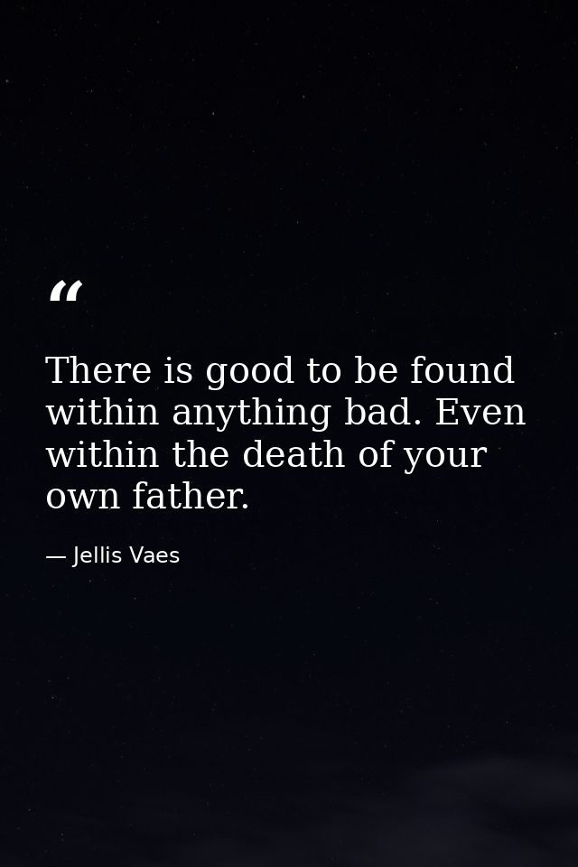 There is good to be found within anything bad. Even within the death of your own father. — Jellis Vaes