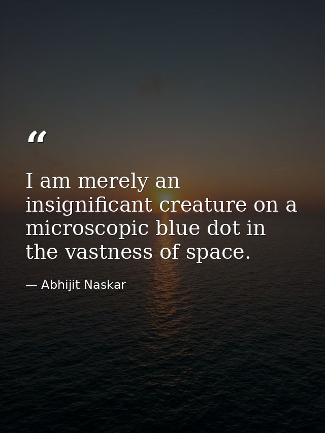 I am merely an insignificant creature on a microscopic blue dot in the vastness of space. — Abhijit Naskar