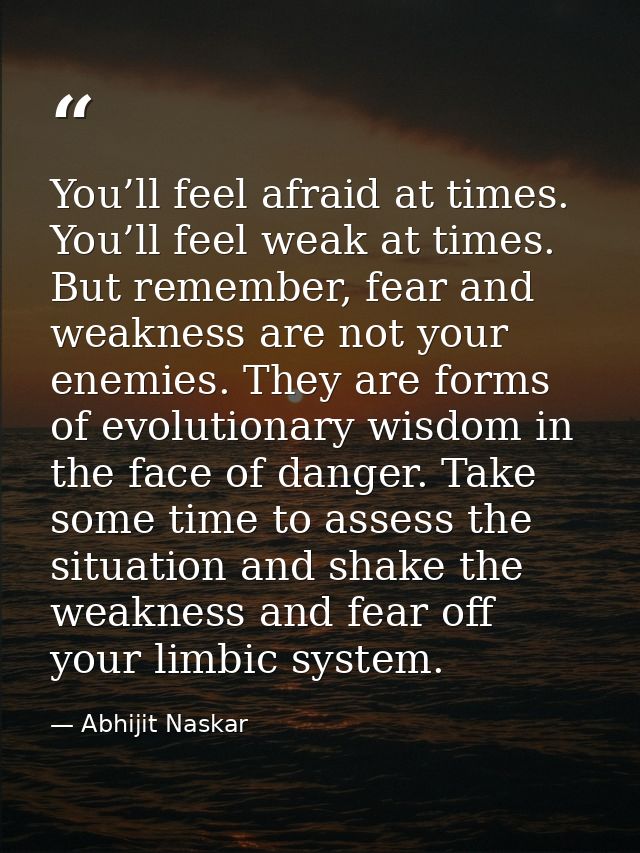 You’ll feel afraid at times. You’ll feel weak at times. But remember, fear and weakness are not your enemies. They are f — Abhijit Naskar