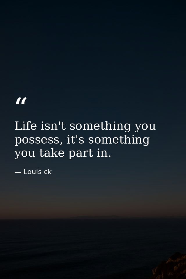 Life isn't something you possess, it's something you take part in. — Louis ck