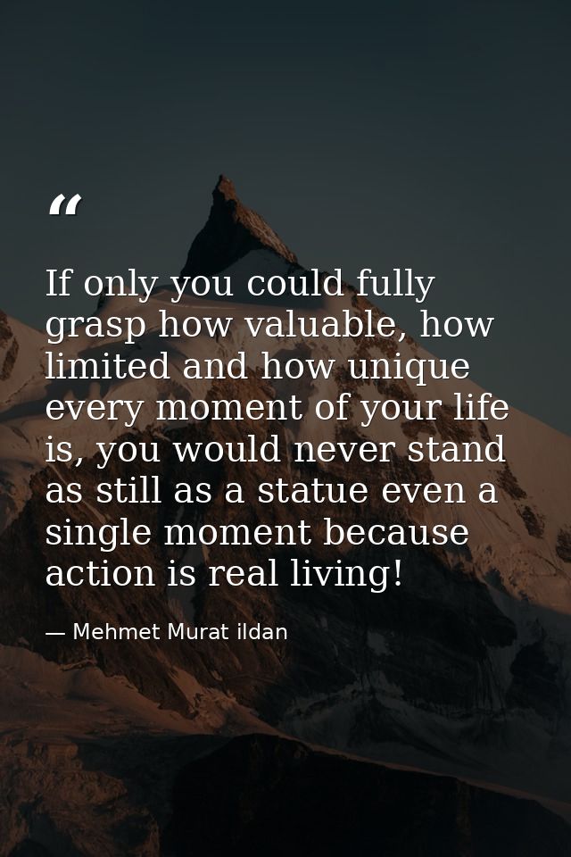 If only you could fully grasp how valuable, how limited and how unique every moment of your life is, you would never sta — Mehmet Murat ildan