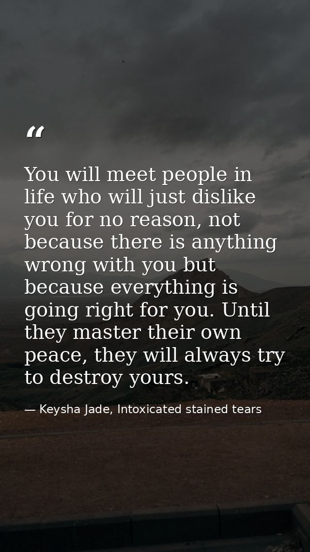 You will meet people in life who will just dislike you for no reason, not because there is anything wrong with you but b — Keysha Jade, Intoxicated stained tears
