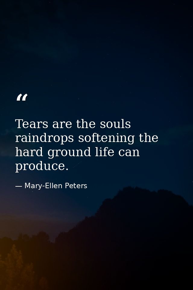 Tears are the souls raindrops softening the hard ground life can produce. — Mary-Ellen Peters