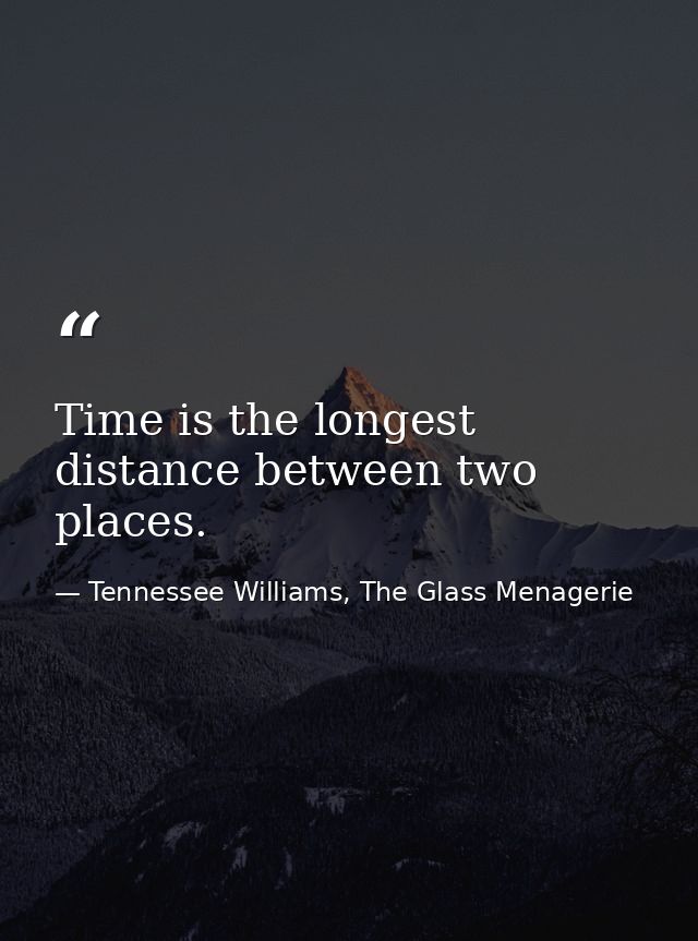 Time is the longest distance between two places. — Tennessee Williams, The Glass Menagerie