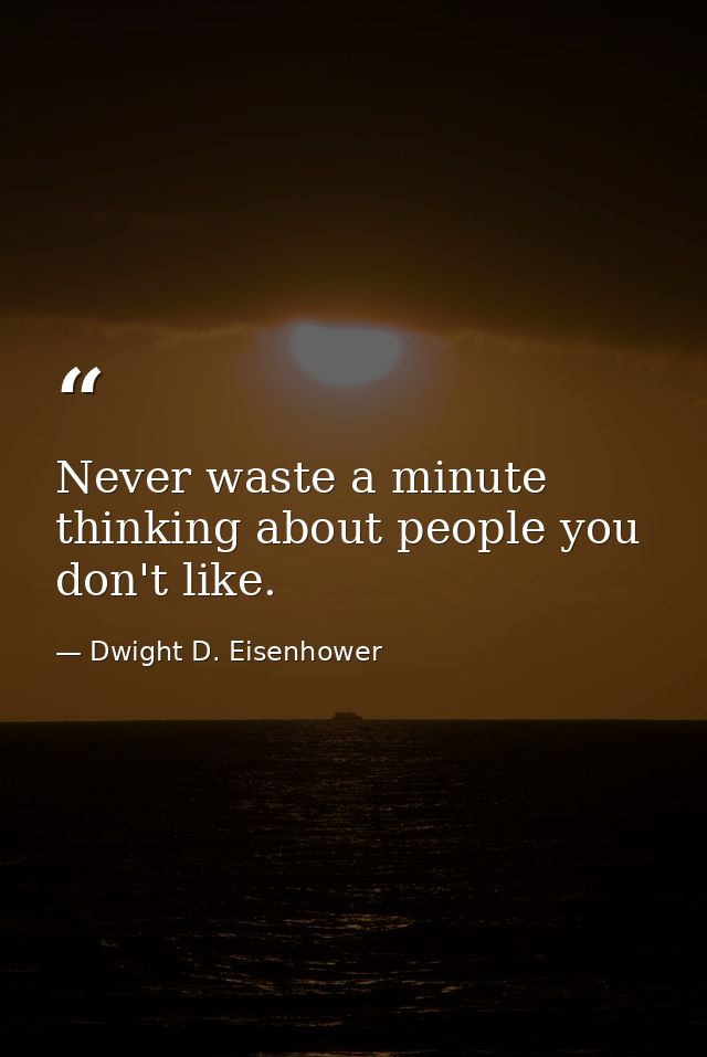 Never waste a minute thinking about people you don't like. — Dwight D. Eisenhower
