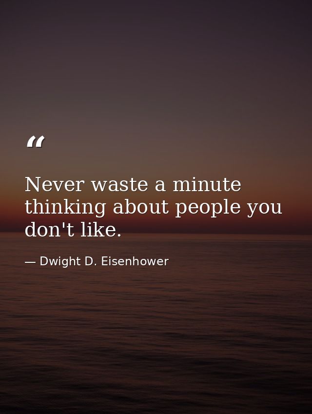 Never waste a minute thinking about people you don't like. — Dwight D. Eisenhower