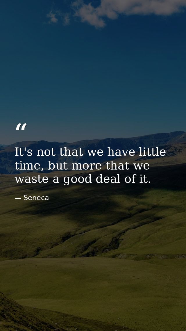 It's not that we have little time, but more that we waste a good deal of it. — Seneca