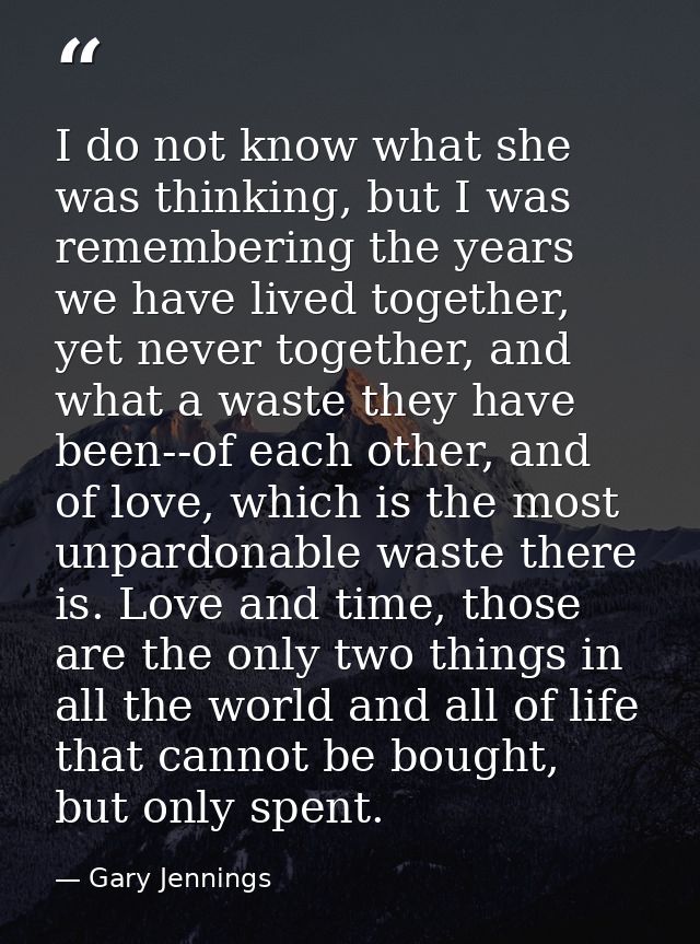 I do not know what she was thinking, but I was remembering the years we have lived together, yet never together, and wha — Gary Jennings